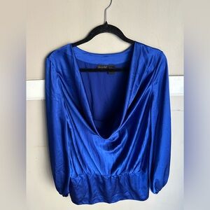 Shape FX Royal Blue Draped Blouse Size 14